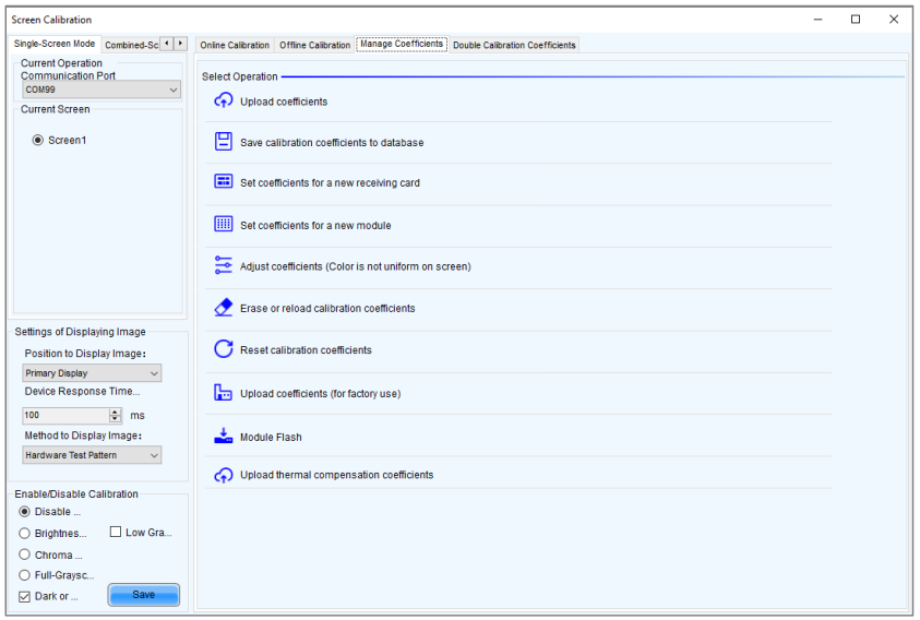 Calibration coefficient management