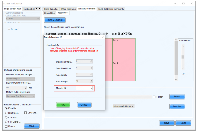 Upload coefficients - for factory use